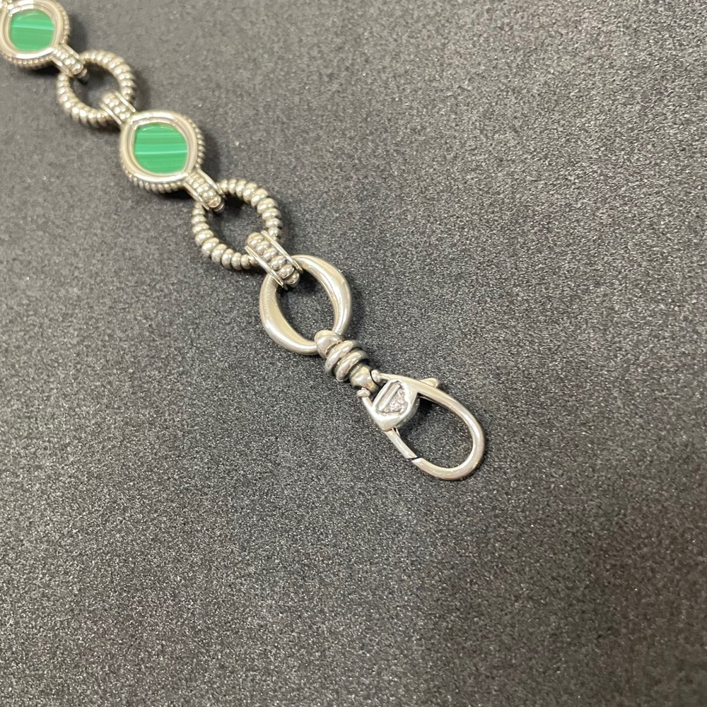 LAGOS Sterling Silver Malachite Deublet Green Venus‎ Station Oval Link Bracelet - Picture 6 of 7
